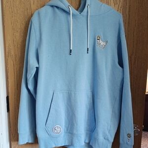 Light Blue Hoodie with Embroidered Design